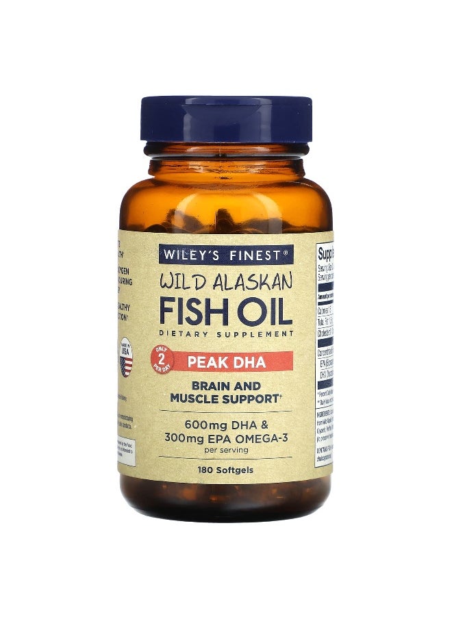 Wiley's Finest, Wild Alaskan Fish Oil, Peak DHA, 180 Softgels
