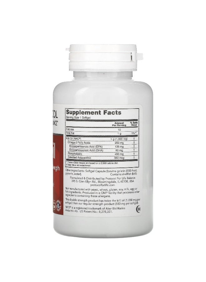 Protocol for Life Balance, Krill Oil, Double Strength, 1,000 mg, 60 Softgels
