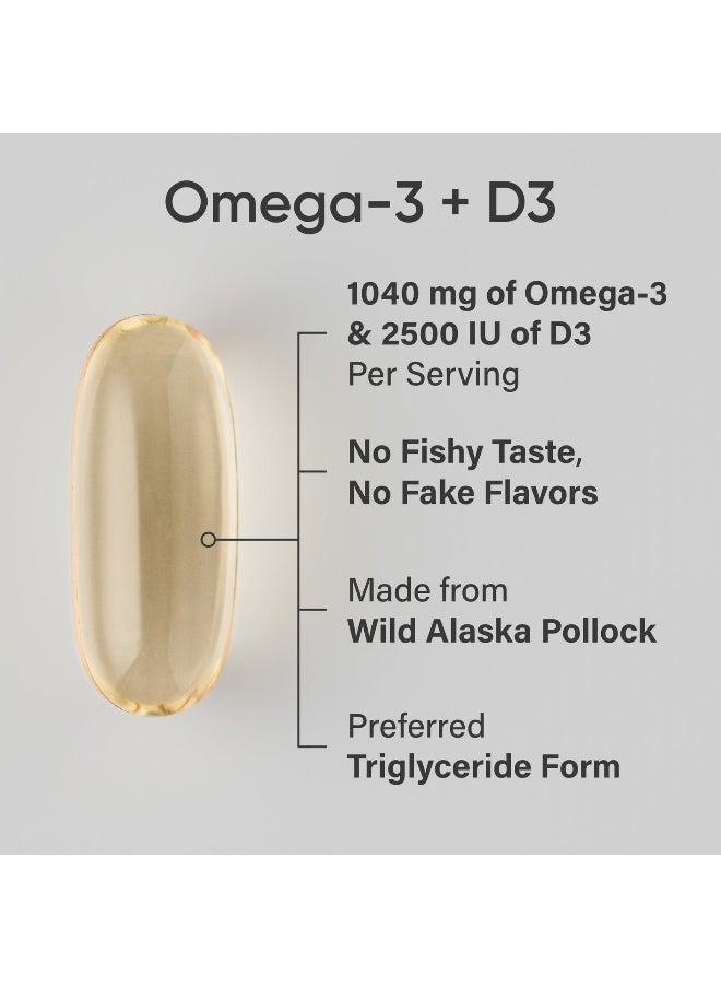 Sports Research, Omega-3 Fish Oil + D3, Triple Strength , 1,040 mg & 62.5 mcg (2,500 IU), 120 Softgels