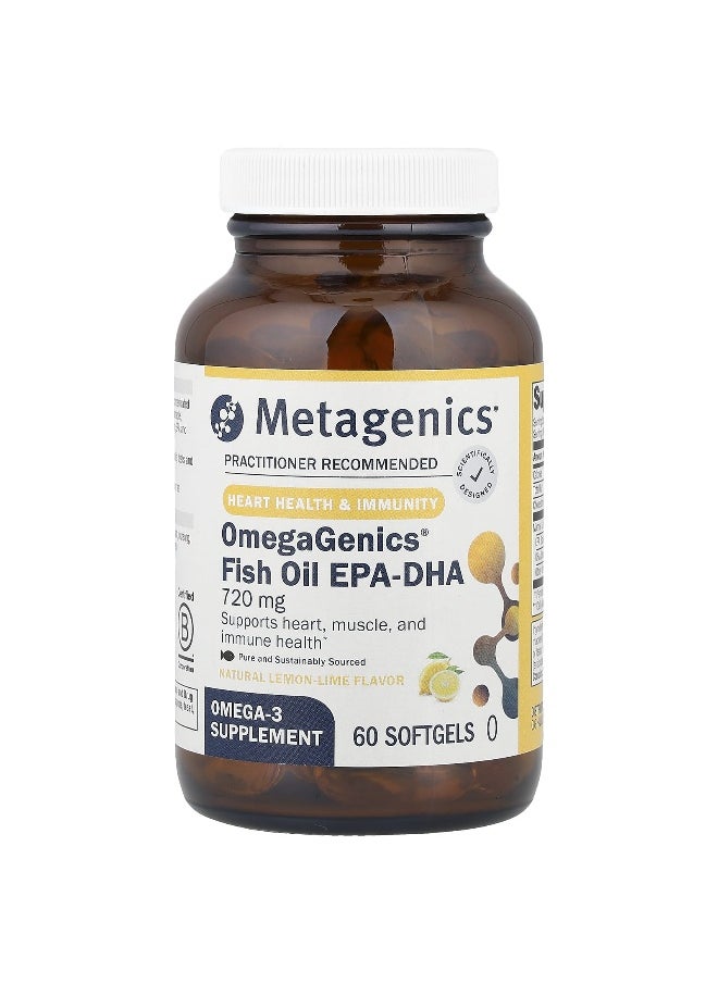 Metagenics, OmegaGenics®, Fish Oil EPA-DHA, Natural Lemon-Lime, 720 mg, 60 Softgels