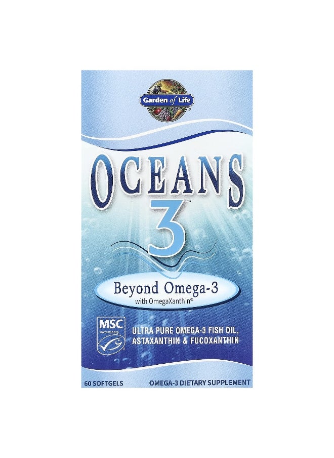 Garden of Life, Oceans 3™, Beyond Omega-3 with OmegaXanthin™, 60 Softgels