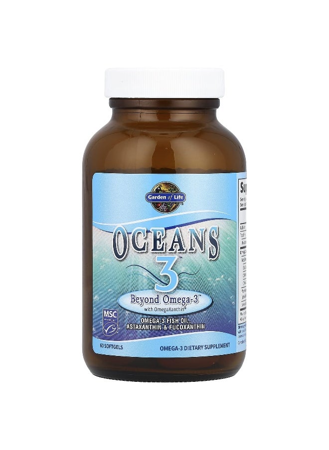Garden of Life, Oceans 3™, Beyond Omega-3 with OmegaXanthin™, 60 Softgels