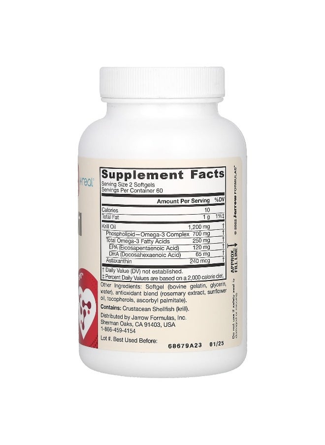 Jarrow Formulas, Krill Oil, 1,200 mg, 120 Softgels (600 mg per Softgel)