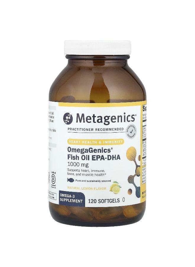 Metagenics, OmegaGenics®, Fish Oil EPA-DHA, Natural Lemon, 1,000 mg, 120 Softgels
