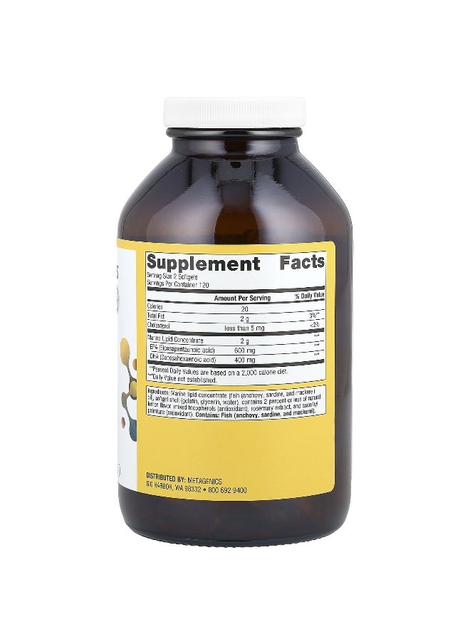 Metagenics, OmegaGenics®, Fish Oil EPA-DHA, Natural Lemon, 500 mg, 240 Softgels