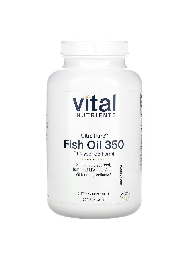 Vital Nutrients, Ultra Pure, Fish Oil 350, Lemon, 200 Softgels