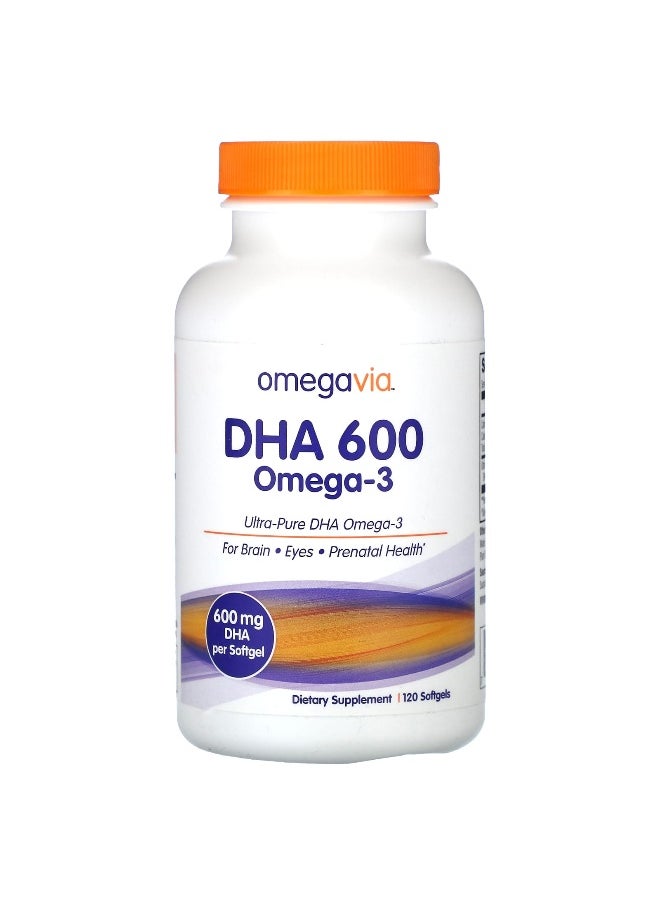 OmegaVia, DHA 600, Omega-3, 120 Softgels