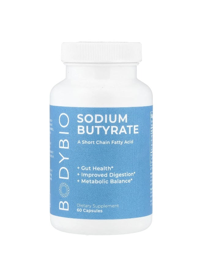 BodyBio, Sodium Butyrate, 60 Capsules