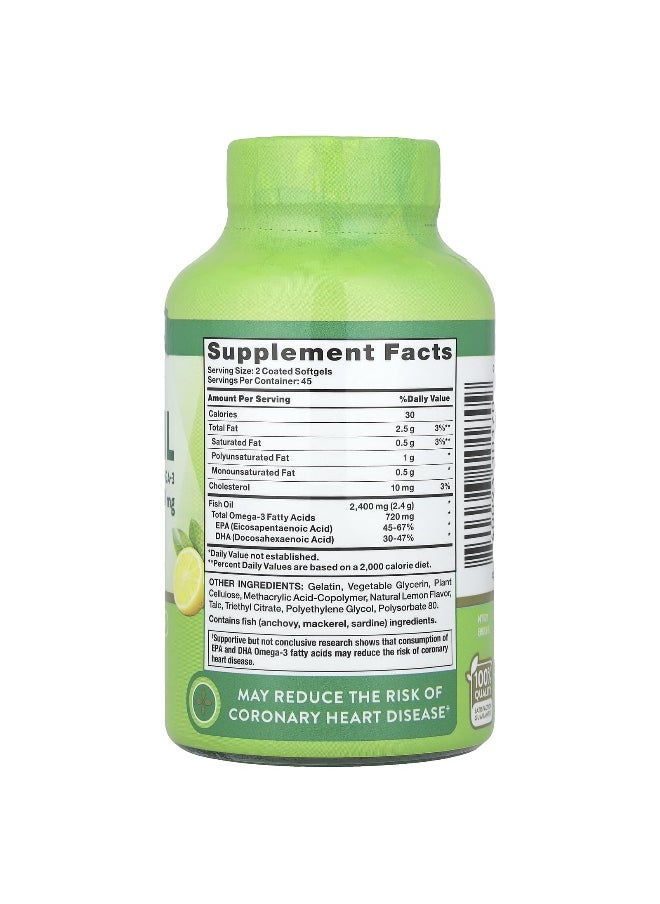 Nature's Truth, Fish Oil, Lemon, 2,400 mg, 90 Coated Softgels (1,200 mg per Softgel)