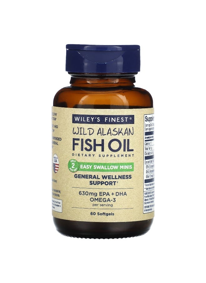 Wiley's Finest, Wild Alaskan Fish Oil, Easy Swallow Minis, 60 Softgels