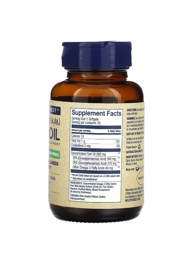 Wiley's Finest, Wild Alaskan Fish Oil, Easy Swallow Minis, 60 Softgels