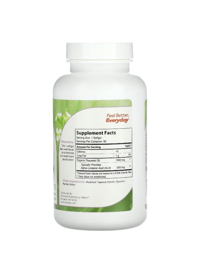 Zahler, Flaxseed Oil, 1,000 mg, 90 Softgels