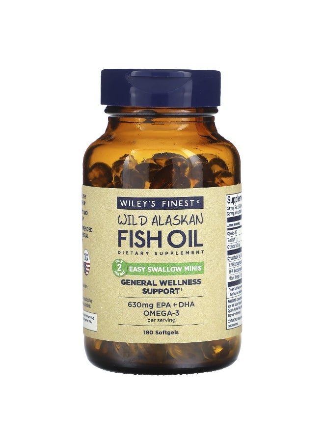 Wiley's Finest, Wild Alaskan Fish Oil, Easy Swallow Minis, 180 Softgels