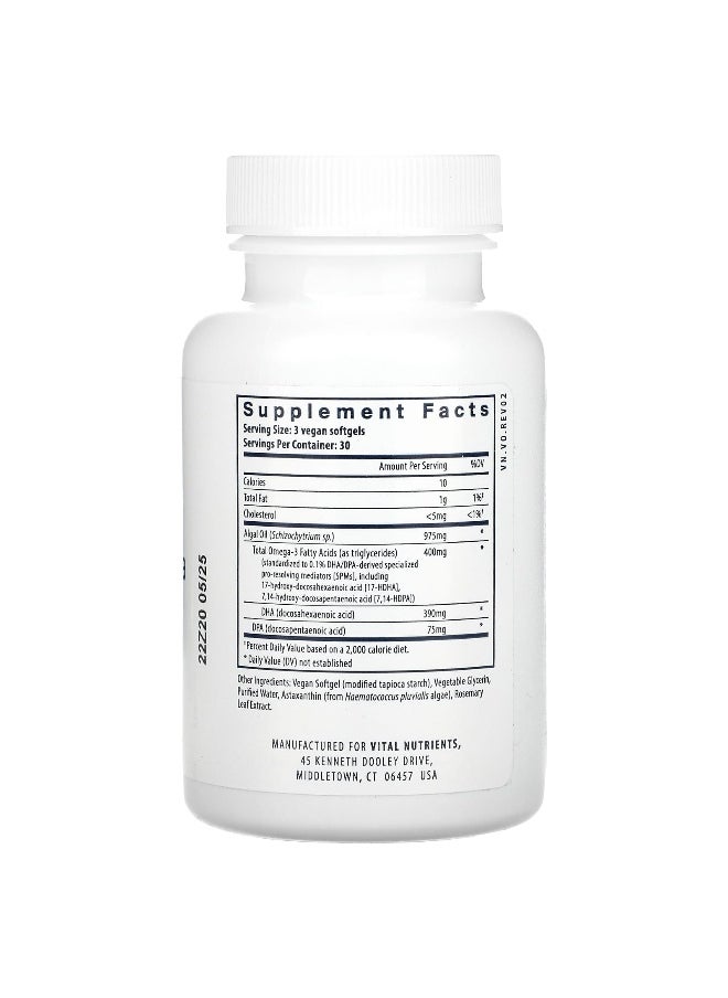 Vital Nutrients, Ultra Pure, Vegan Omega SPM+, 90 Vegan Softgels