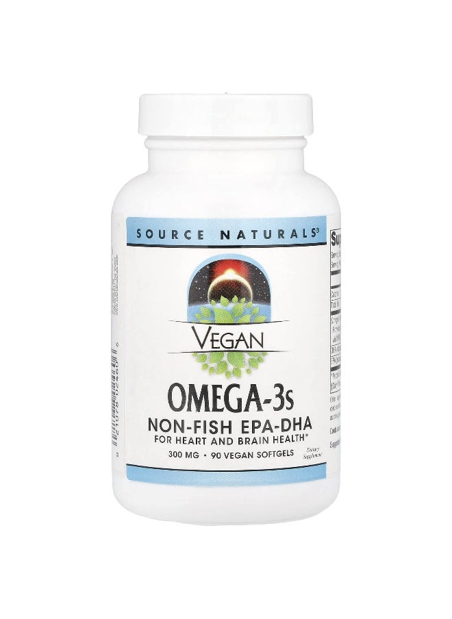 Source Naturals, Vegan Omega-3s, 600 mg, 90 Vegan Softgels (300 mg Per Capsule)