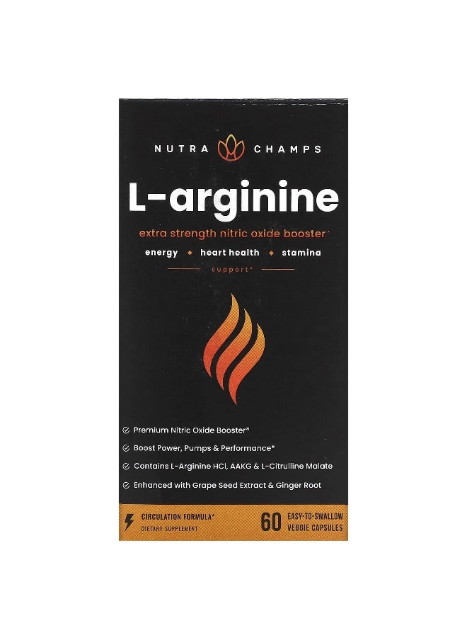 NutraChamps, L-Arginine, 60 Easy-to-Swallow Veggie Capsules