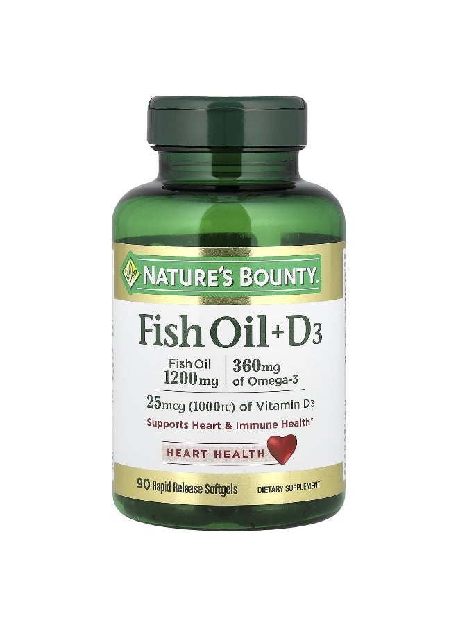 Nature's Bounty, Fish Oil + D3, 90 Rapid Release Softgels