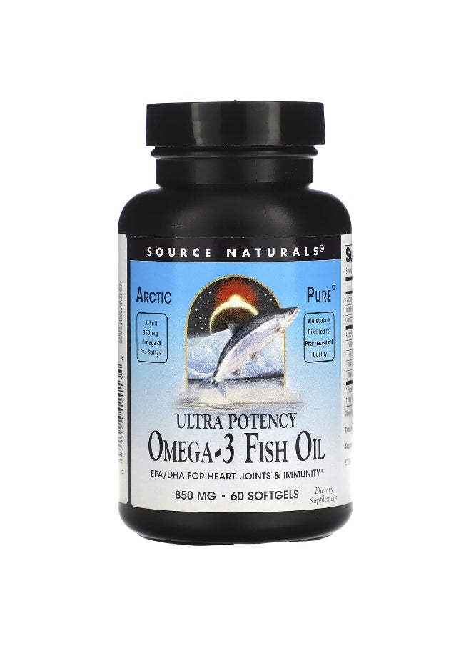 Source Naturals, Arctic Pure, Ultra Potency Omega-3 Fish Oil, 850 mg, 60 Softgels