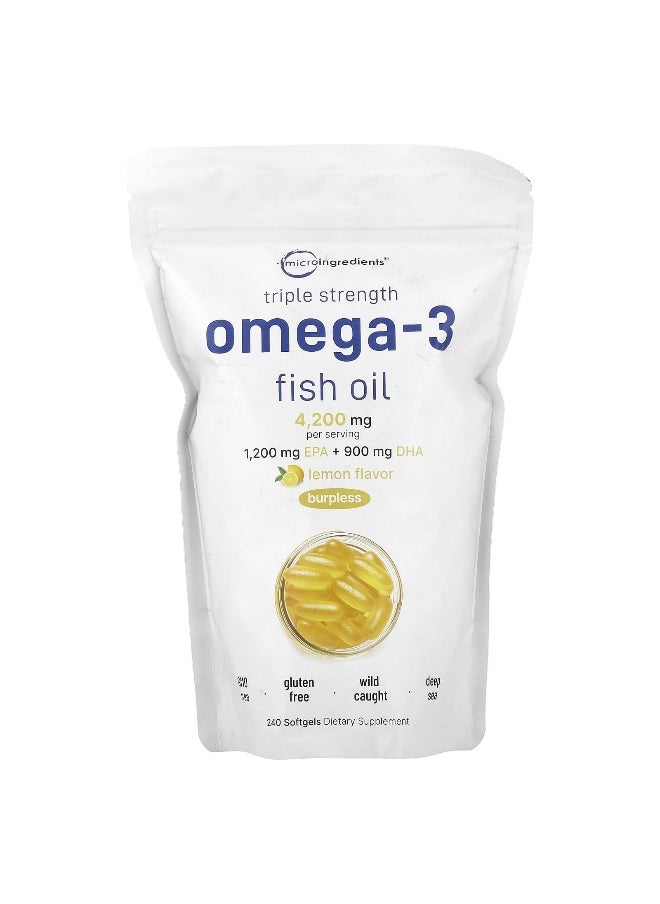 Micro Ingredients, Triple Strength Omega-3 Fish Oil, Lemon, 4,200 mg, 240 Softgels (1,400 mg per Softgel)