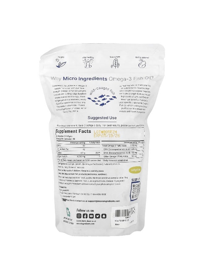 Micro Ingredients, Triple Strength Omega-3 Fish Oil, Lemon, 4,200 mg, 240 Softgels (1,400 mg per Softgel)