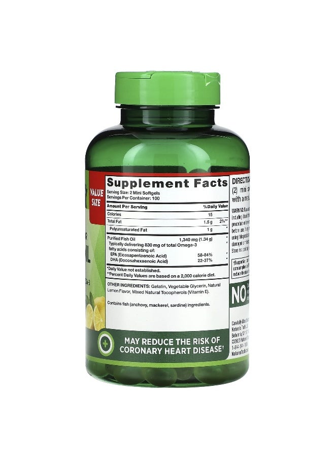Nature's Truth, Mini Fish Oil, Premium Strength, Natural Lemon, 1,340 mg , 200 Mini Softgels (670 mg per Softgel)
