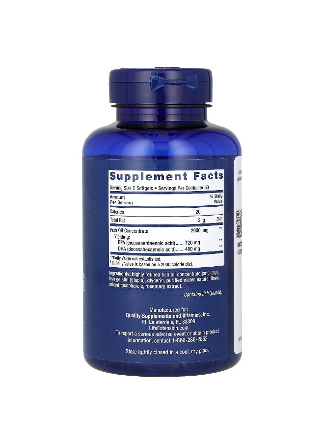 Life Extension, Mega EPA/DHA, 2,000 mg, 120 Softgels (1,000 mg per Softgel)