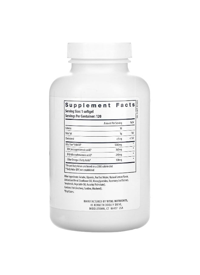 Vital Nutrients, Ultra Pure, Fish Oil 700, Lemon, 120 Softgels