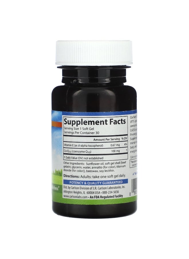 Carlson, Co-Q10, 100 mg, 30 Soft Gels