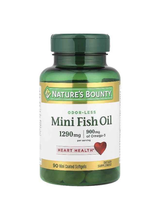 Nature's Bounty, Mini Fish Oil, Odor-Less, 1,290 mg, 90 Mini Coated Softgels (645 mg per Softgel)
