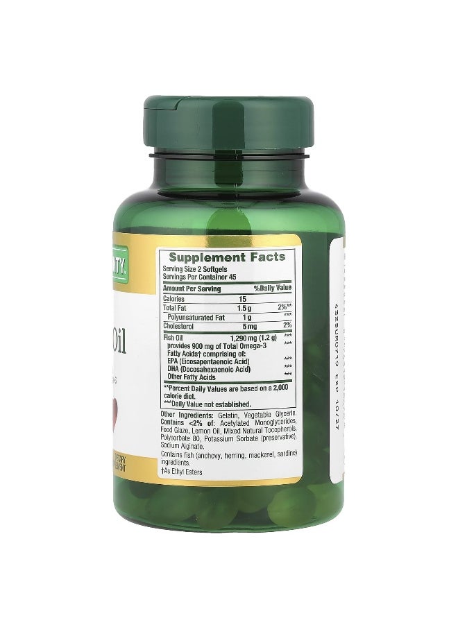 Nature's Bounty, Mini Fish Oil, Odor-Less, 1,290 mg, 90 Mini Coated Softgels (645 mg per Softgel)