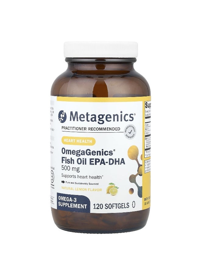 Metagenics, OmegaGenics®, Fish Oil EPA-DHA, Natural Lemon, 500 mg, 120 Softgels
