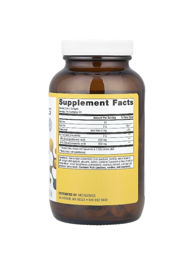 Metagenics, OmegaGenics®, Fish Oil EPA-DHA, Natural Lemon, 500 mg, 120 Softgels