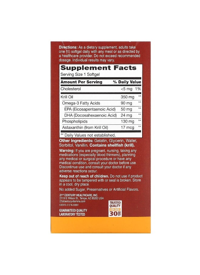 21st Century, Krill Oil, 350 mg, 60 Softgels