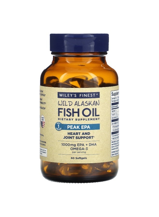 Wiley's Finest, Wild Alaskan Fish Oil, Peak EPA, 60 Softgels