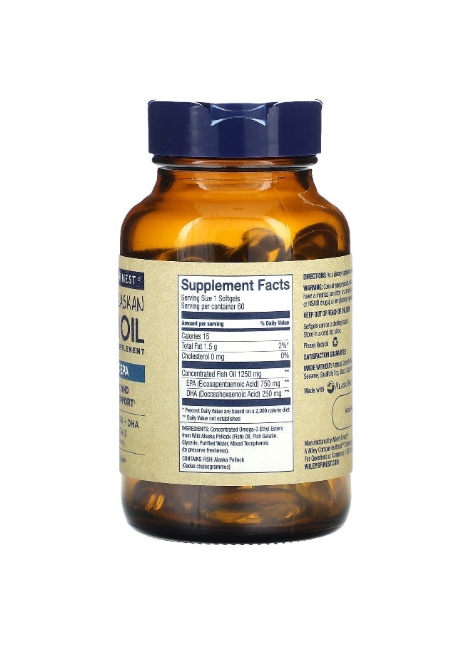 Wiley's Finest, Wild Alaskan Fish Oil, Peak EPA, 60 Softgels