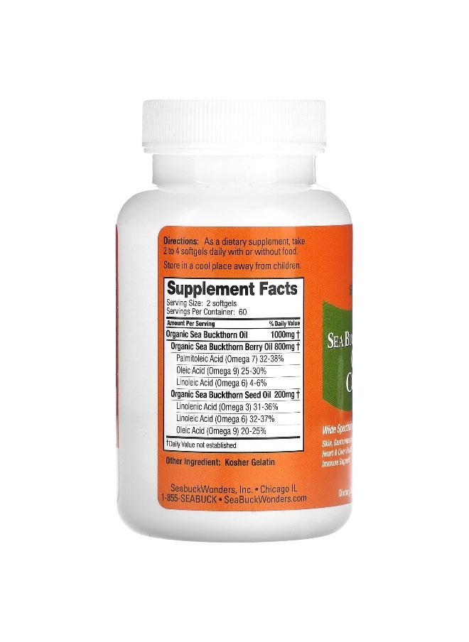 SeaBuckWonders, Sea Buckthorn Oil Blend, Omega-7 Complete, 1,000 mg, 120 Softgels (500 mg per Softgel)