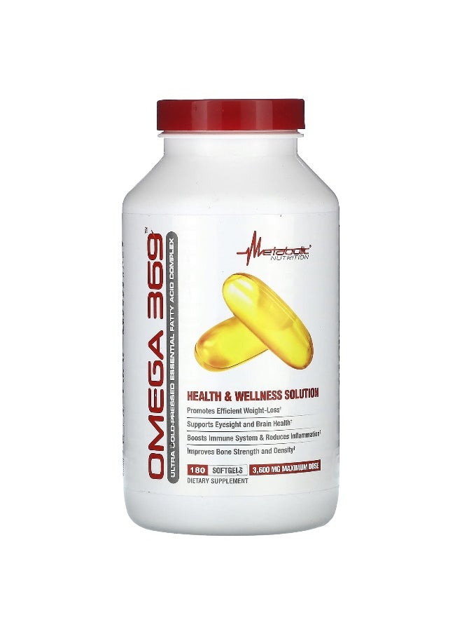 Metabolic Nutrition, Omega 369, 3,600 mg, 180 Softgels (1,200 mg per Softgel)