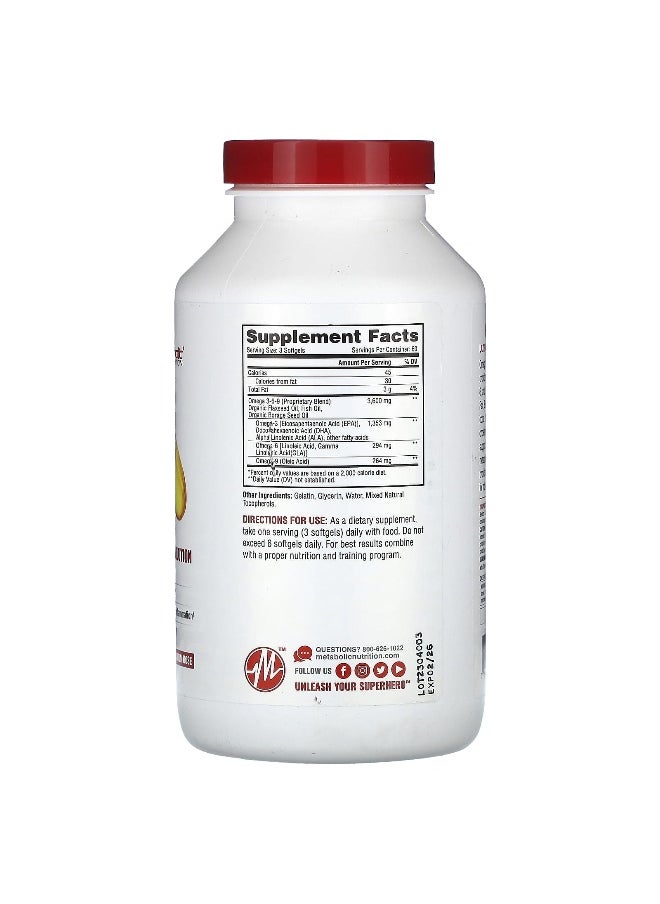 Metabolic Nutrition, Omega 369, 3,600 mg, 180 Softgels (1,200 mg per Softgel)