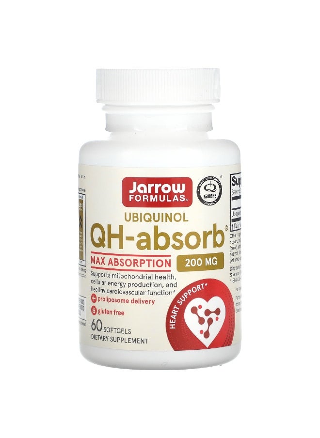 Jarrow Formulas, Ubiquinol, QH-Absorb, Max Absorption, 200 mg, 60 Softgels
