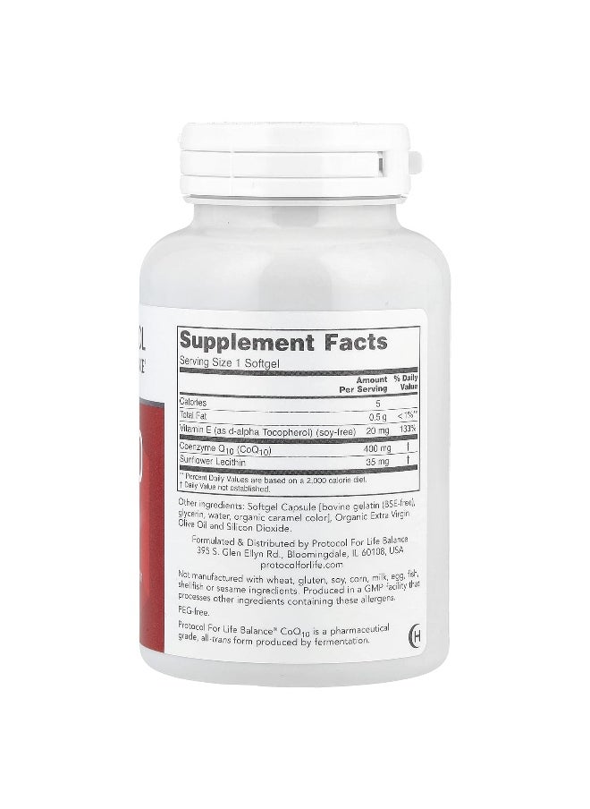 Protocol for Life Balance, CoQ10, 400 mg, 60 Softgels