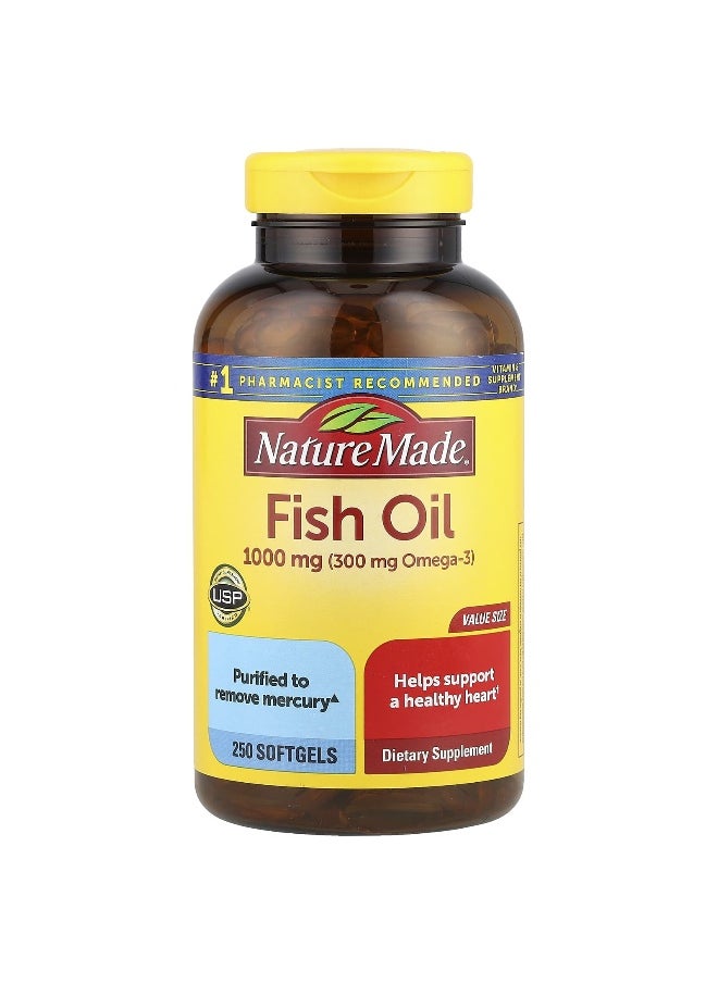 Nature Made, Fish Oil, 1,000 mg, 250 Softgels (500 mg per Softgel)