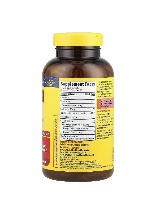 Nature Made, Fish Oil, 1,000 mg, 250 Softgels (500 mg per Softgel)
