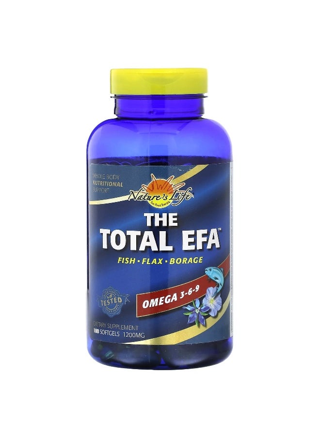 Nature's Life, The Total EFA, Omega 3-6-9, 1,200 mg, 180 Softgels