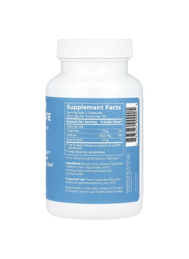 BodyBio, Sodium Butyrate, 100 Non-GMO Capsules