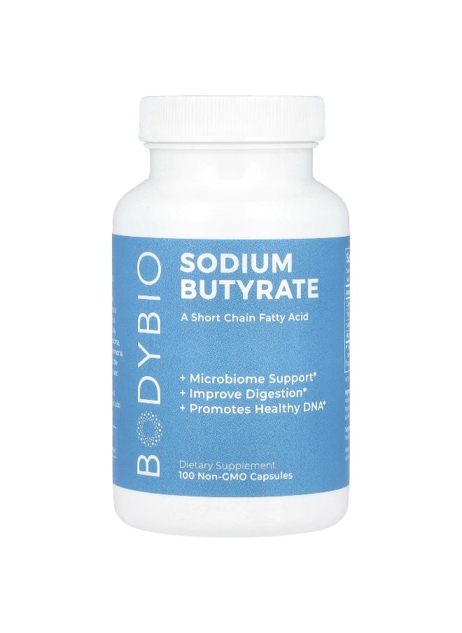 BodyBio, Sodium Butyrate, 100 Non-GMO Capsules