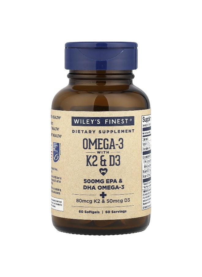 Wiley's Finest, Omega-3 With K2 & D3, 60 Softgels