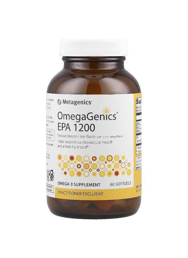 Metagenics, OmegaGenics®, EPA 1200, Natural Lemon-Lime, 1,200 mg, 60 Softgels