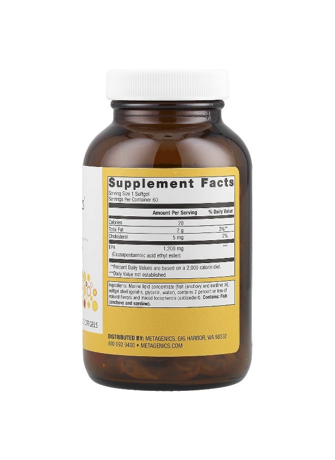 Metagenics, OmegaGenics®, EPA 1200, Natural Lemon-Lime, 1,200 mg, 60 Softgels