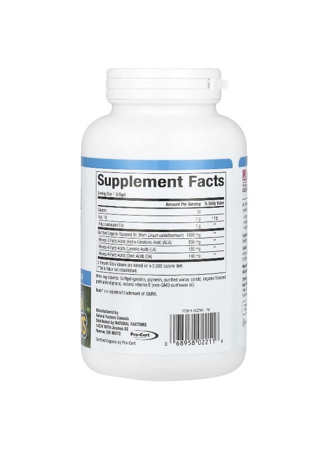 Natural Factors, OmegaFactors, Flaxseed Oil, 1,000 mg , 180 Softgels