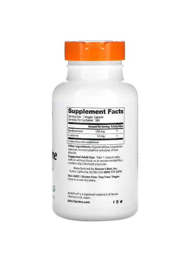Doctor's Best, Benfotiamine with BenfoPure, 150 mg, 360 Veggie Caps